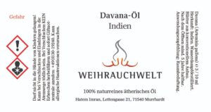 Davana aus Indien Aetherisches Oel Label