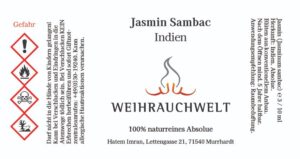 Jasmin Sambac aus Indien Aetherisches Oel Label