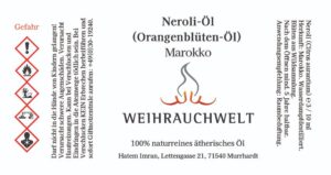 Neroli aus Marokko Aetherisches Oel Label