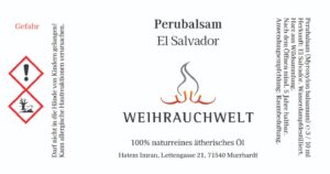 Perubalsam aus El Salvador Aetherisches Oel Label