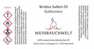 WeiBes Salbei Öl Kalifornien Label